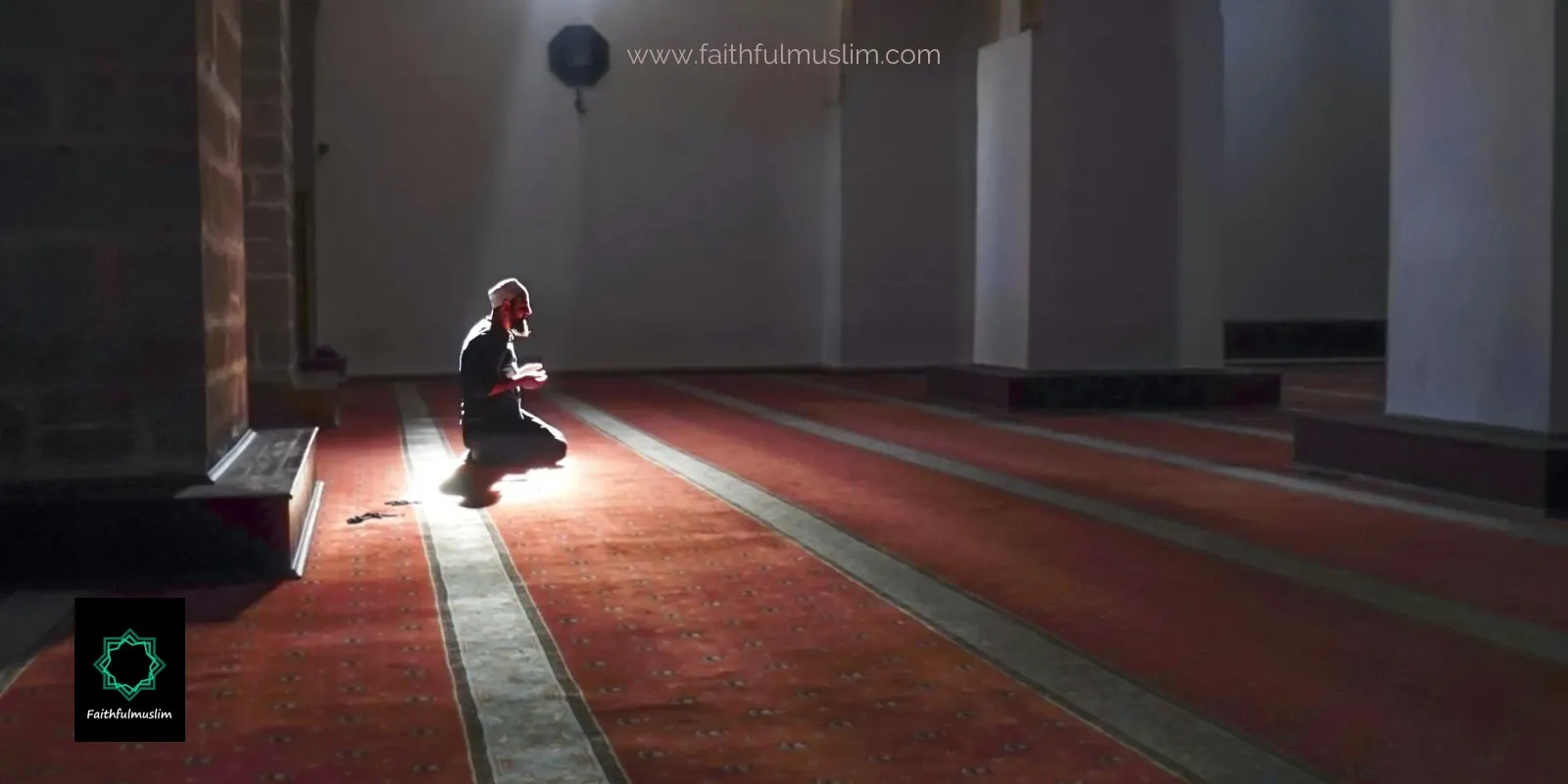 A person praying salat in a mosque